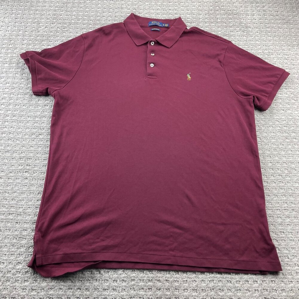 Polo Ralph Lauren Shirt Men Extra large XL Burgundy Custom Slim Fit - Defect